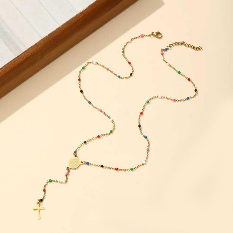 KURTCB Rhinestone Necklace for Women Boho Long Y Lariat Necklace Colorful Summer Beach Jewelry - Image 2